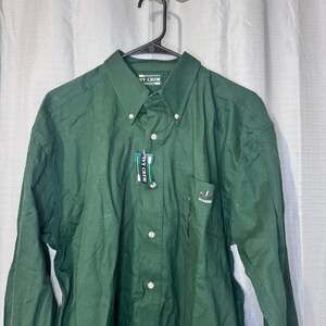 Ivy Crew Vintage Green Long Sleeve Button Down Shirt with Oar Embroidery